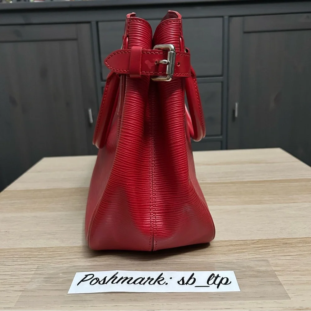 Authentic Louis Vuitton Red Epi Passy PM Satchel Bag - Picture 6 of 9